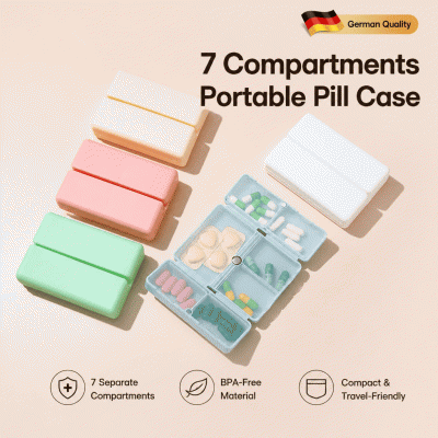 Hot Sale -7 Compartments Portable Pill Case