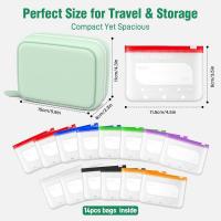 The A8 waterproof pillbox set includes 14 color-coded pill bags
